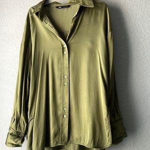 Zara oversized long sleeve blouse.